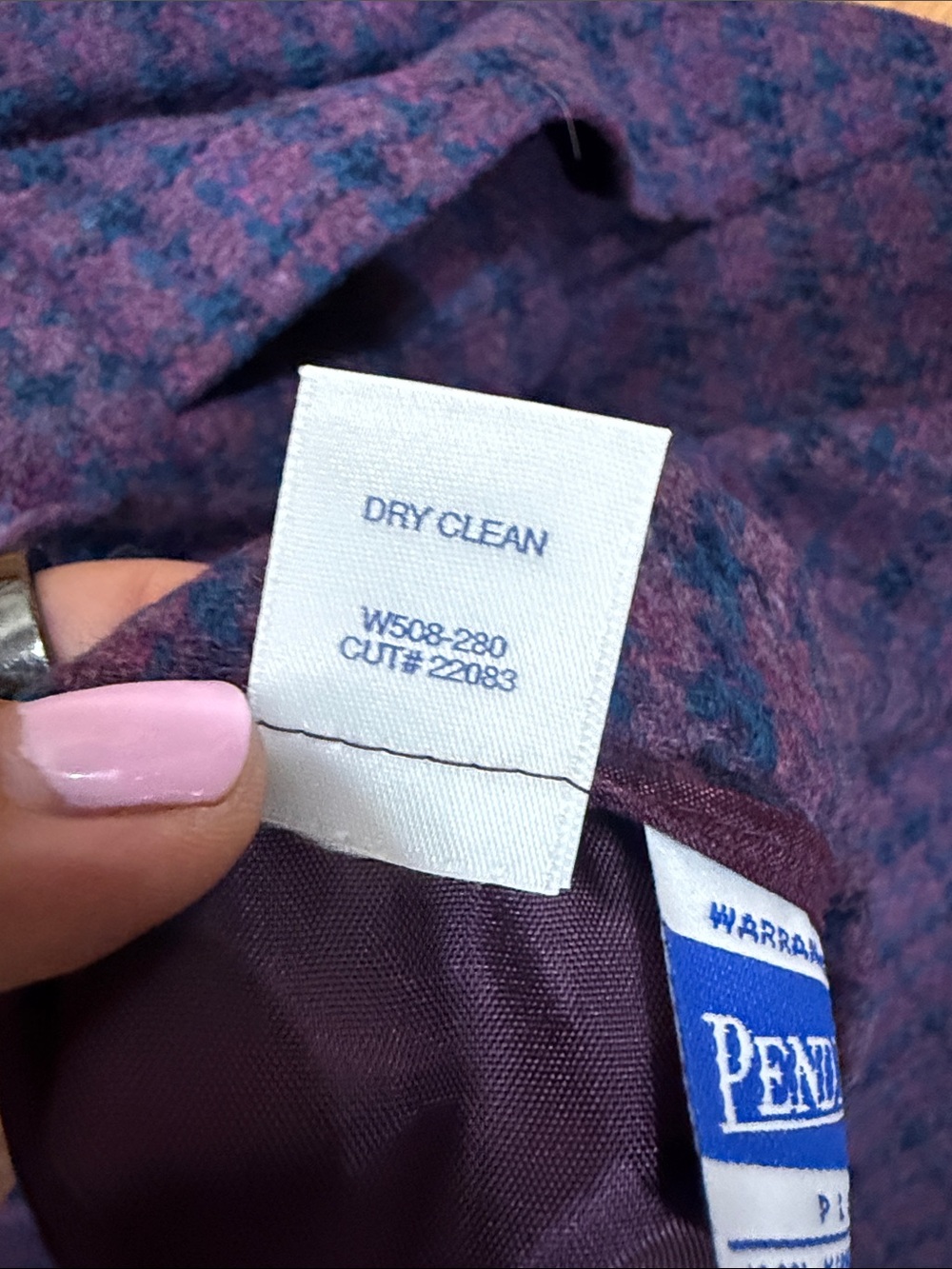 Pendleton Purple and Navy Plaid Wool Pencil Skirt Size 18W - Picture 9 of 9
